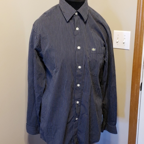 Lacoste Other - Lacoste pinstriped black and grey dress shirt